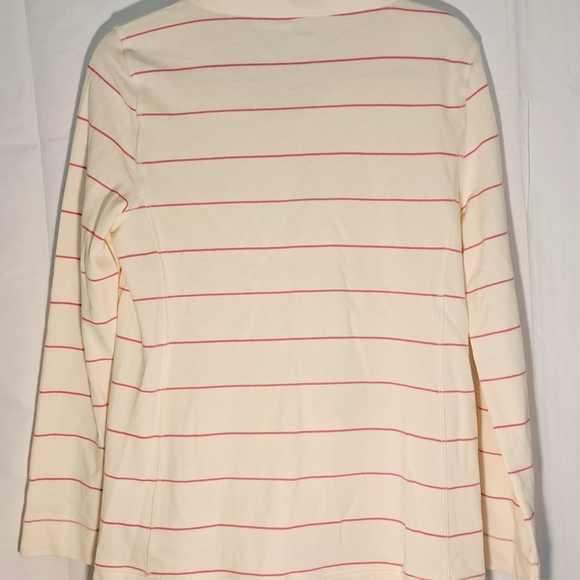 Talbots Cream and Pink Striped Utility Jacket Womens Size Medium #140 - Picture 2 of 9